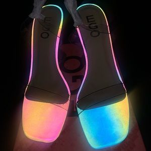 Rainbow iridescent pyramid heels